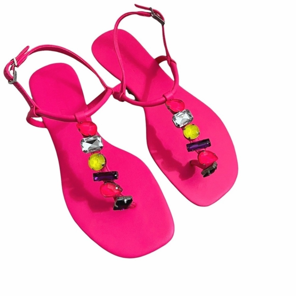 Schutz Pink T Strap Sandals Women's Size 8M - Picture 4 of 4